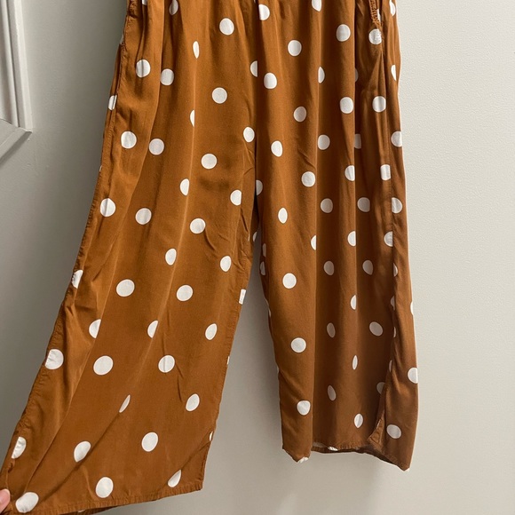 Burnt orange polka dot romper (with pockets!) size petite large - Picture 3 of 8